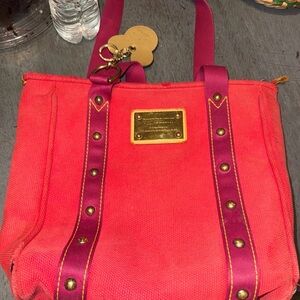 Louis Vuitton Antigua Cabas MM Tote Bag Hand Bag Rouge